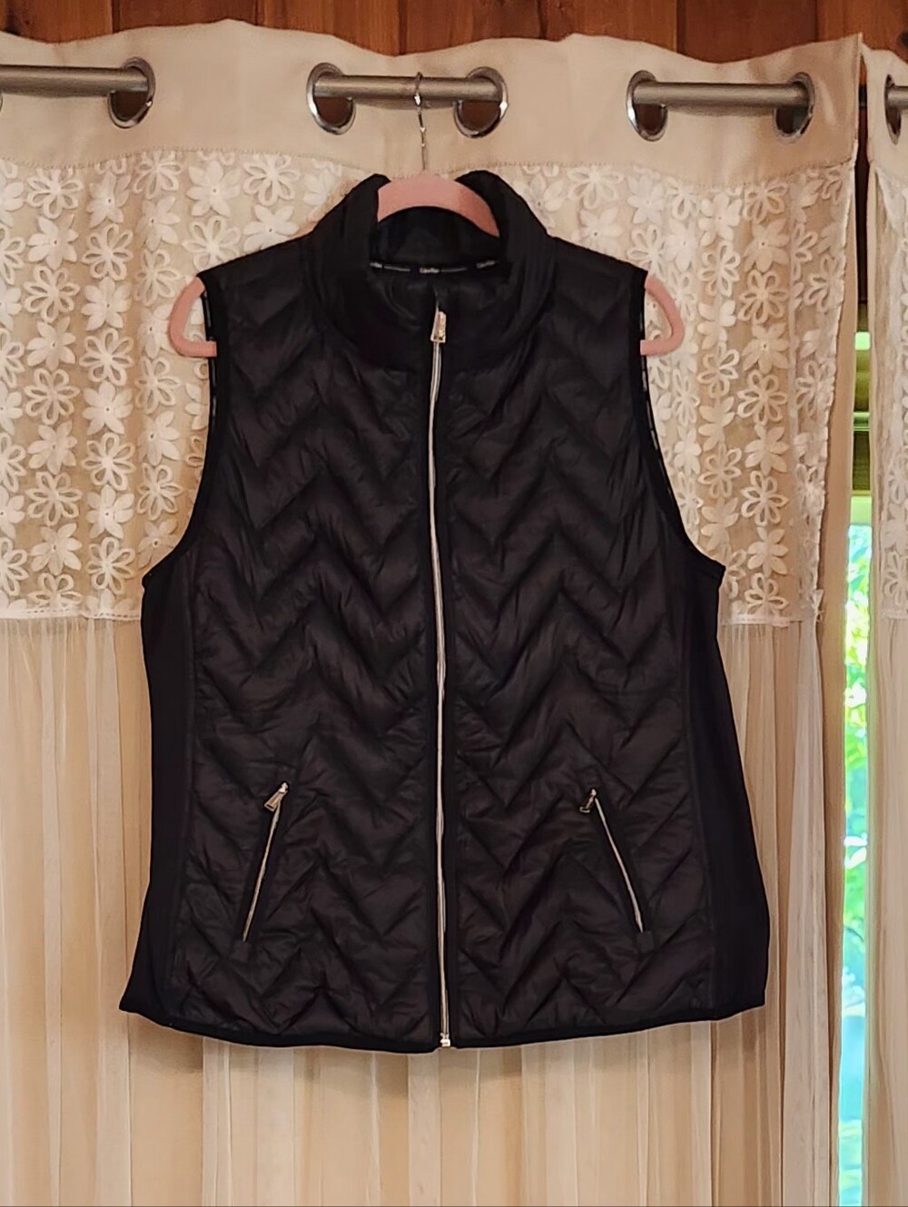 Calvin Klein Black Quilted Zip-Front Women's Vest 1X